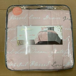 Grey and Pink TWIN Comforter Set New